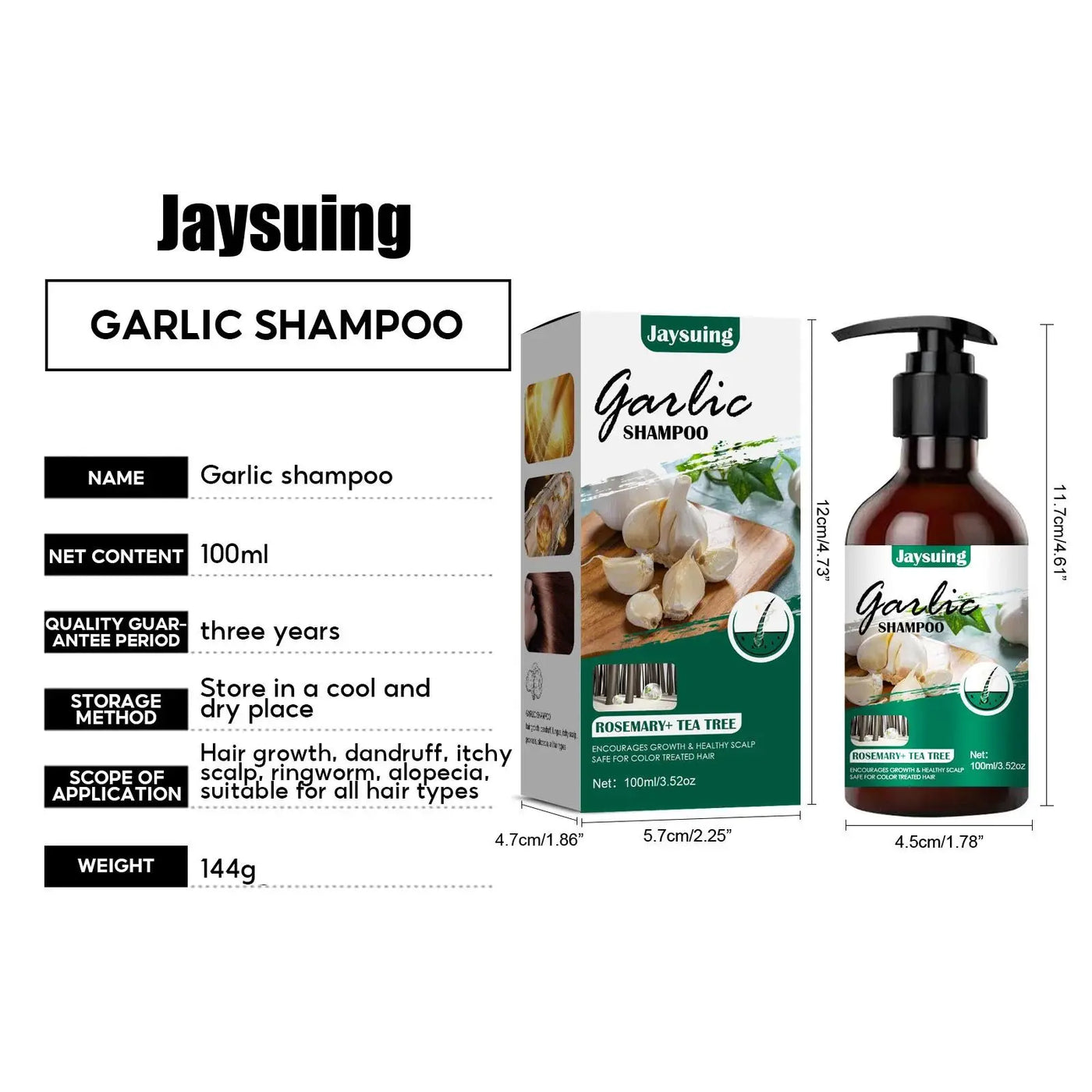 Garlic Rosemary Shampoo Deep Dandruff Removal Cleaning Oil Control Nourishing Strengthening Hair Roots Repair Damage Hair Care