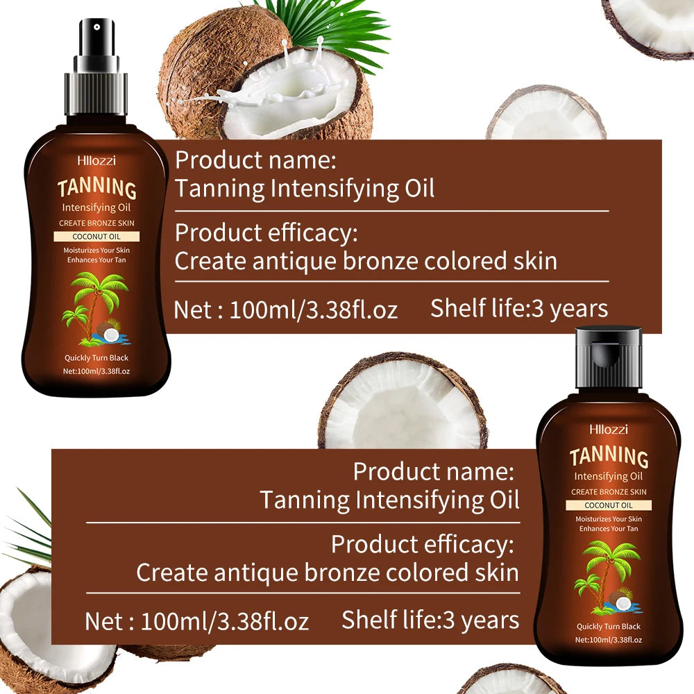 100ml/3.38fl.oz Coconut Tanning Oil Sunless TannersIntensifying Oil Sunless TannersIntensifying Oil New Summer Products