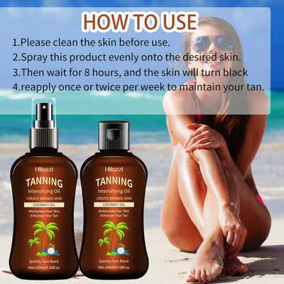 100ml/3.38fl.oz Coconut Tanning Oil Sunless TannersIntensifying Oil Sunless TannersIntensifying Oil New Summer Products