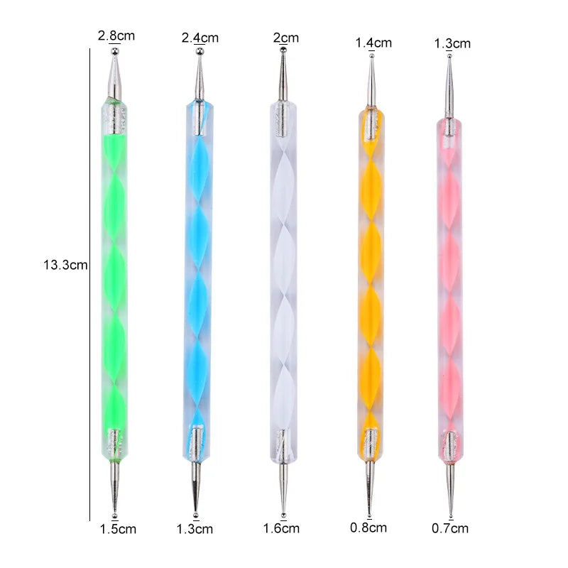 Nail Art Brush Set Gradient Line Painting Dotting Pen Kit Acrylic Handle Gel Polish Crystal Brushes Salon Nails Manicure Tools