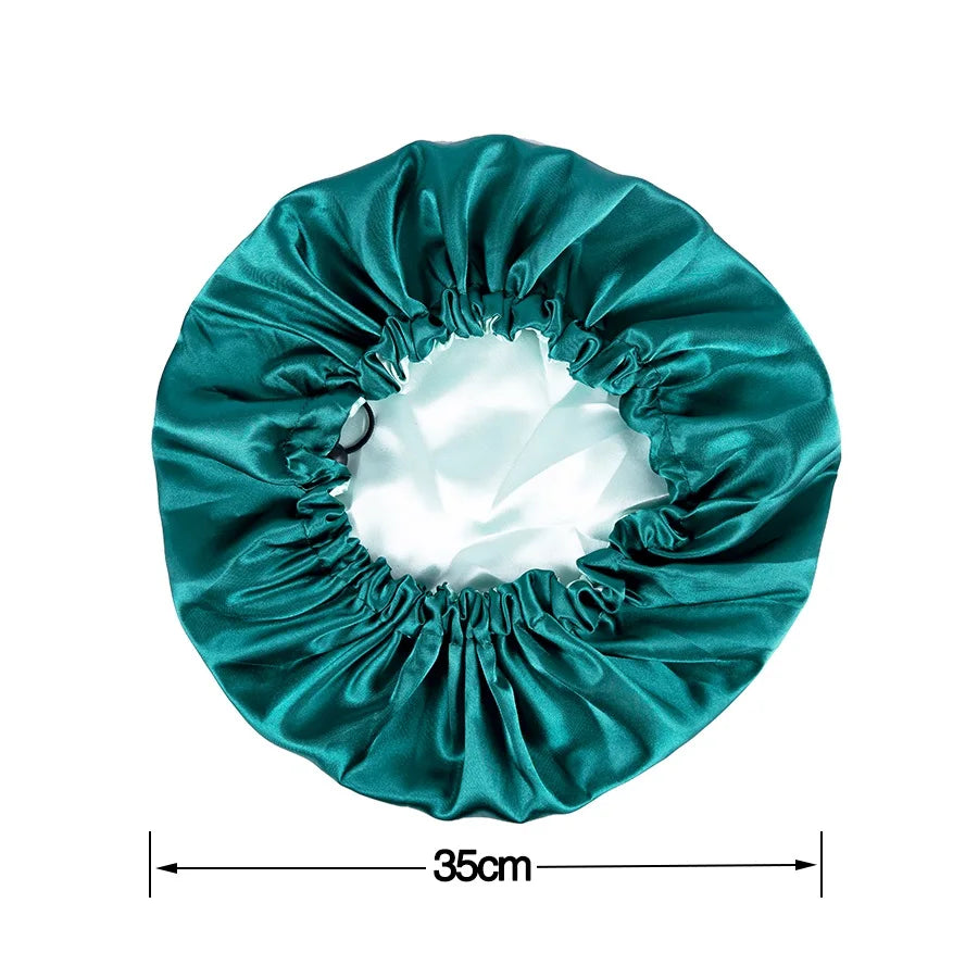 Leeons Custom Logo Satin Bonnet Cap Night Sleep Hat Reversible Satin Bonnet Cap Night Sleep Hat Silk Satin Bonnet For Curly Hair