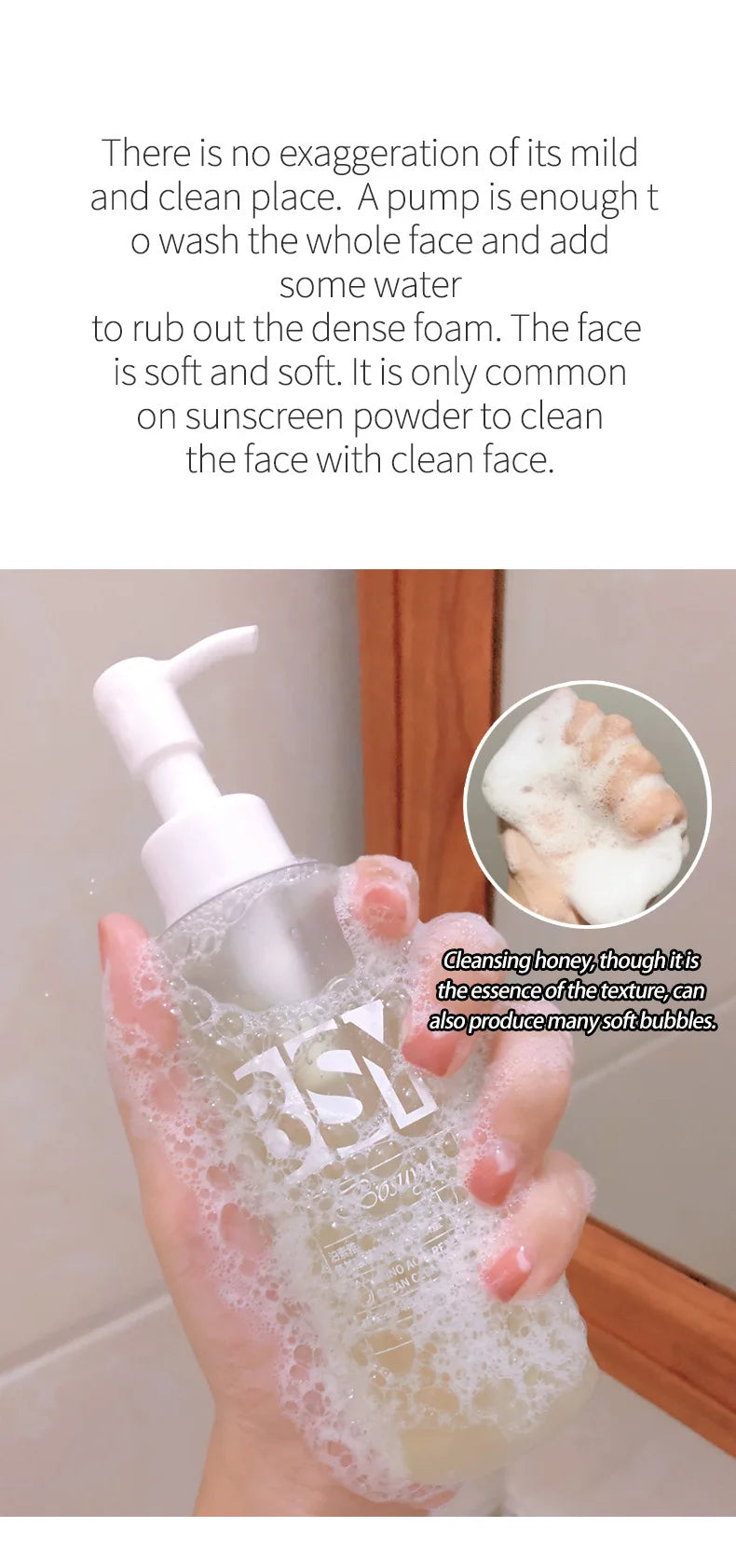 120ml Amino Acid Facial Cleanser, Deep Gentle Cleansing, Oil Control, Purifying Cleansing Honey Face Exfoliator