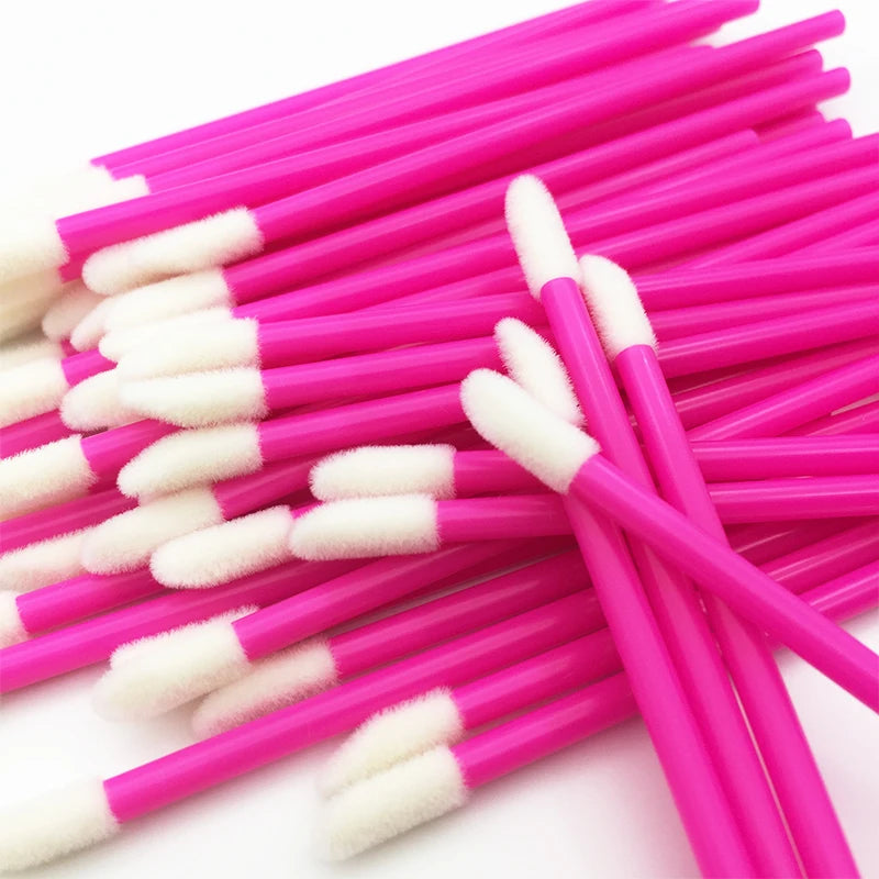50pcs New Disposable Cosmetic Lip Brushes Lipstick Lip Glossy Wands Pen Cleaner Applicator Eyeshadow Gloss Makeup Brushes Tools