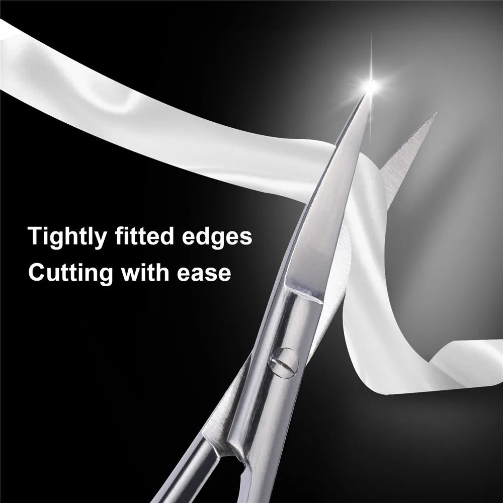 Professional Nail Scissor Manicure Tool For Nails Eyebrow Nose Eyelash Cuticle Scissors Curved Pedicure Scissors