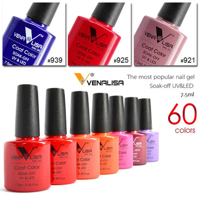 Venalisa 7.5ml Fashion Shiny Soak Off UV Gel Nail Gel Polish Cosmetics Nail Art Manicure Nails Gel Polish Tips Nail Varnish