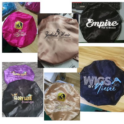Leeons Custom Logo Satin Bonnet Cap Night Sleep Hat Reversible Satin Bonnet Cap Night Sleep Hat Silk Satin Bonnet For Curly Hair