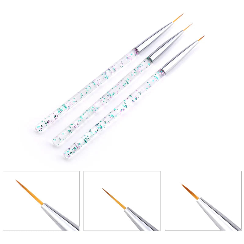 Nail Art Brush Set Gradient Line Painting Dotting Pen Kit Acrylic Handle Gel Polish Crystal Brushes Salon Nails Manicure Tools