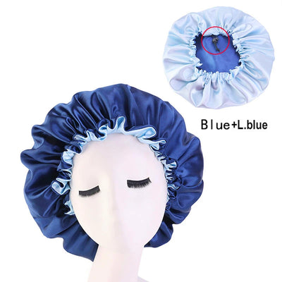 Leeons Custom Logo Satin Bonnet Cap Night Sleep Hat Reversible Satin Bonnet Cap Night Sleep Hat Silk Satin Bonnet For Curly Hair