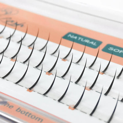 GLAMLASH A/M Natural Cluster Fishtail Type Dovetail Eyelash Extension Premade Volume False Grafted Thick Spikes Lash Soft Makeup