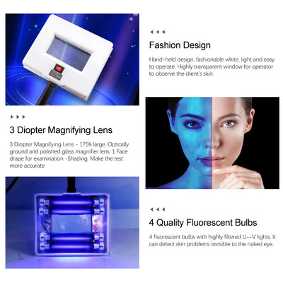 UV Analyzer Wood Lamp Facial Skin Testing Examination Magnifying Appraisal Greyness Tinea Machine Beauty SPA Salon Equipment