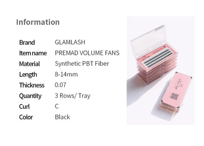 GLAMLASH A/M Natural Cluster Fishtail Type Dovetail Eyelash Extension Premade Volume False Grafted Thick Spikes Lash Soft Makeup