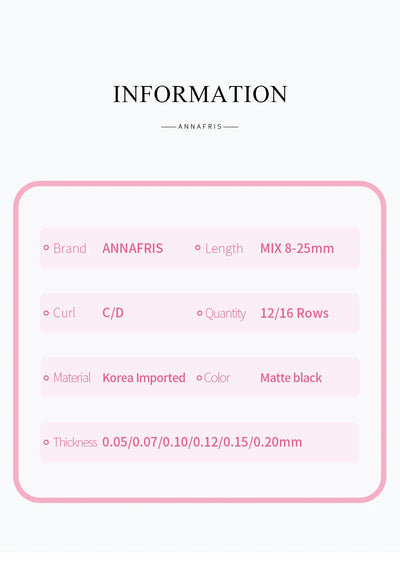 ANNAFRIS 8-25mm Mixed Length Individual Mink Eyelash Extension Supplies Natural Matte Black Soft Russian Volume Lashes Maquiagem