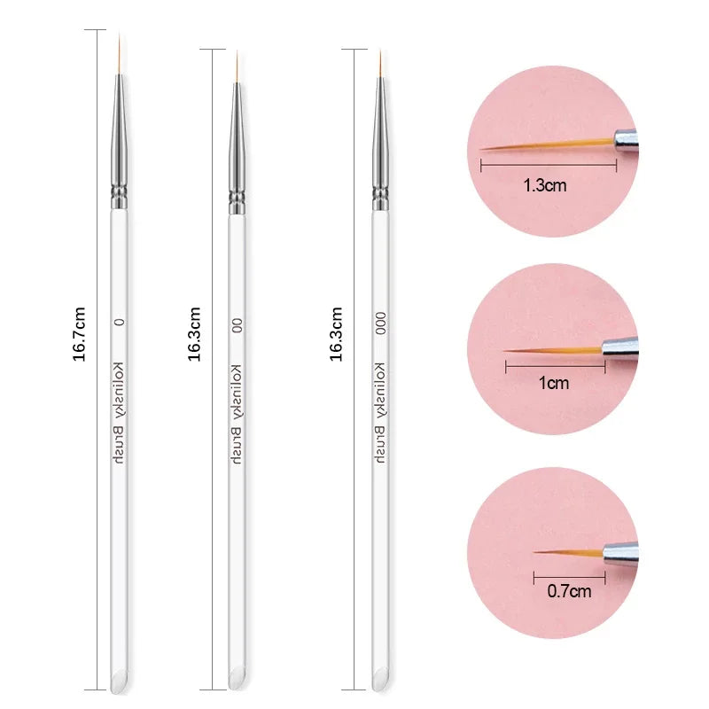 Nail Art Brush Set Gradient Line Painting Dotting Pen Kit Acrylic Handle Gel Polish Crystal Brushes Salon Nails Manicure Tools
