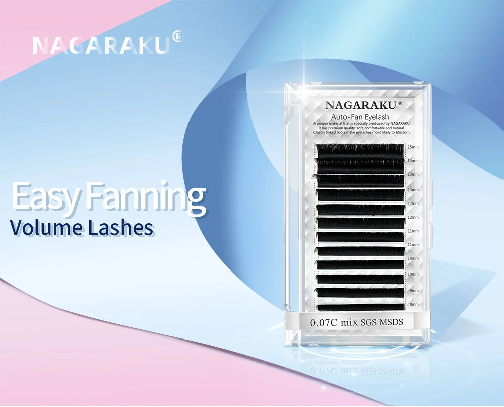 NAGARAKU Easy Fanning Eyelash Extension Autofan Fast Bloom Self Flowering Pre-bonded Volume Makeup Easyfan False Eyelashes