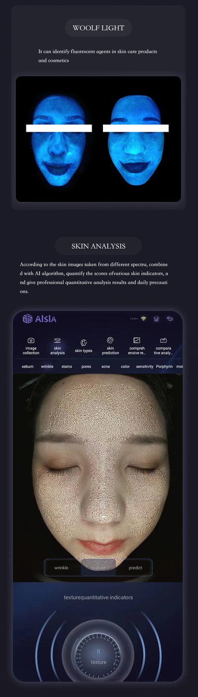 AISIA Q1 3D AI Facial Skin Analyzer Detection Skin Problem Diagnosis 8 Spectrum Professional Analysis Beauty Salon Equipment