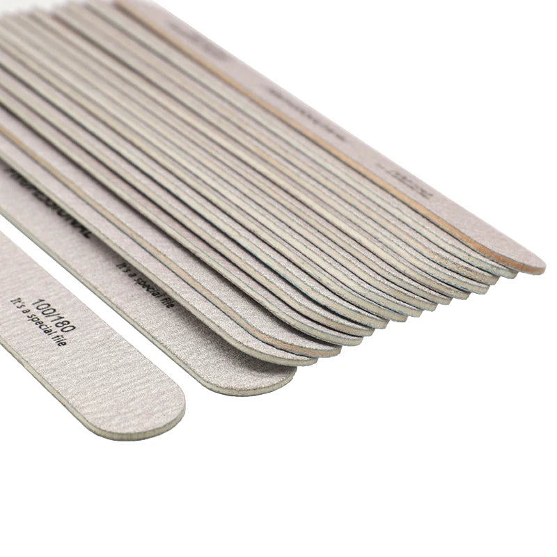 10pcs Nail File 100/180 Wooden Nail Buffer Professional Sandpaper Nail Gel Polish Files Strong Thick Grey Sanding Manicure Tools