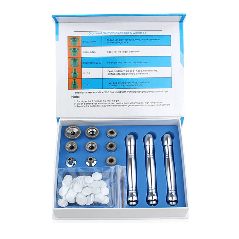 Parts Diamond Microdermabrasion Dermabrasion Replacement Accessories  For Facial Peeling Face Skin Care 3 Wands 9 Tips