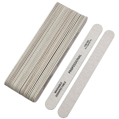 10pcs Nail File 100/180 Wooden Nail Buffer Professional Sandpaper Nail Gel Polish Files Strong Thick Grey Sanding Manicure Tools