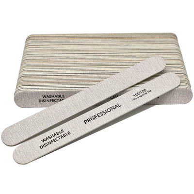 10pcs Nail File 100/180 Wooden Nail Buffer Professional Sandpaper Nail Gel Polish Files Strong Thick Grey Sanding Manicure Tools