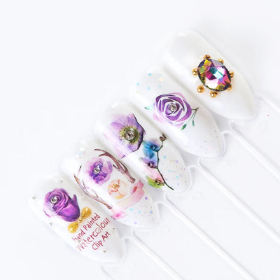 24 Sheets/sets Spring Nail Water Sticker Flowers Leaves Graffiti Slider Summer Bloom Colorful Plant Pattern 3D Manicure Sticker