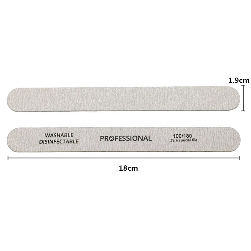 10pcs Nail File 100/180 Wooden Nail Buffer Professional Sandpaper Nail Gel Polish Files Strong Thick Grey Sanding Manicure Tools