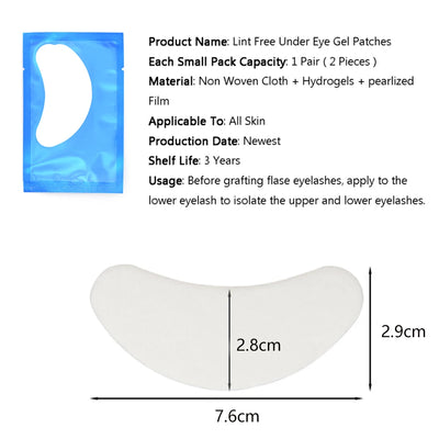 20/50/100 Pairs Eyelashes Patch Hydrogel Patches Eyelash Extension Patch Lash Extension Supplies Gel Pad Under Eye Patches Pads