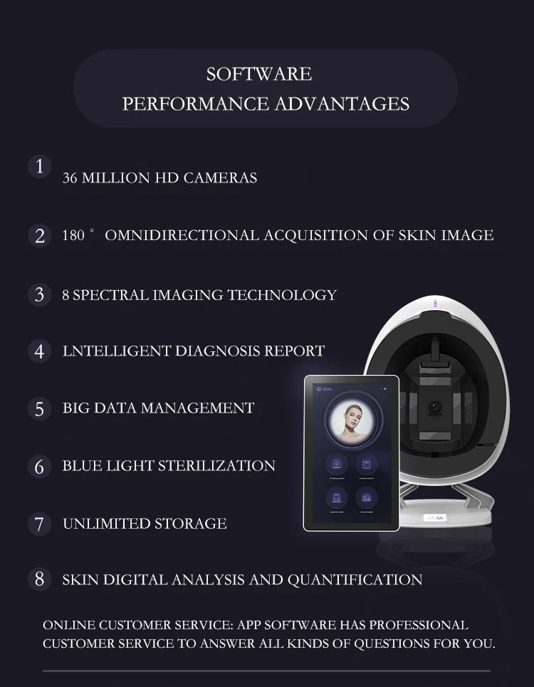 AISIA Q1 3D AI Facial Skin Analyzer Detection Skin Problem Diagnosis 8 Spectrum Professional Analysis Beauty Salon Equipment