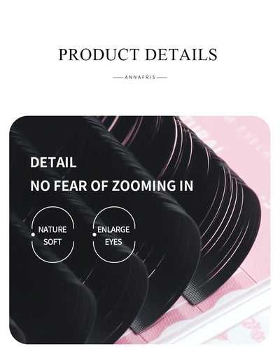 ANNAFRIS 8-25mm Mixed Length Individual Mink Eyelash Extension Supplies Natural Matte Black Soft Russian Volume Lashes Maquiagem