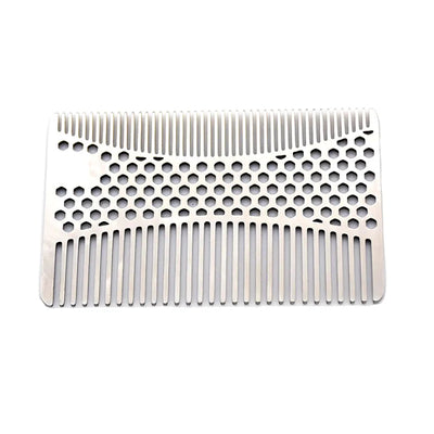Stainless Steel Beard Comb for Men - Compact Credit Card Size Beard Straightener Easy to Carry Grooming Tool