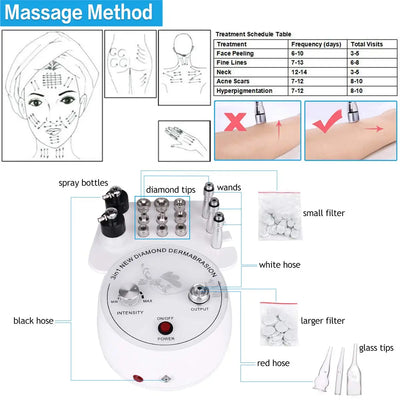 AOKO 3 in 1 Diamond Microdermabrasion Beauty Machine Vacuum Suction Tool Water Spray Facial Moisten Face Exfoliate Skin Peeling