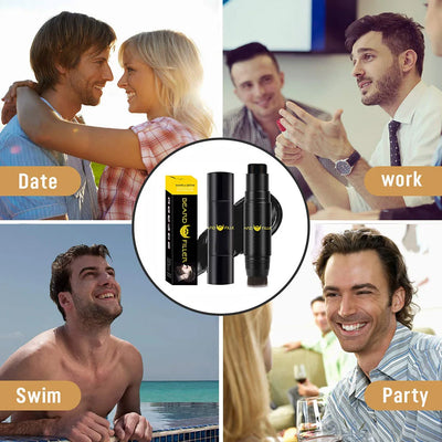 Men Beard Filling Stamp Beard Pencil Filler Waterproof Moustache Pen Beard Brush Enhancer Moustache Coloring Shaping Sweatproof