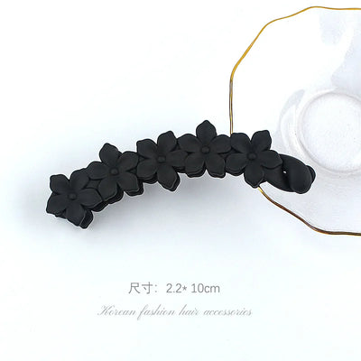 Fashion Pink Flower Banana Hair Clips Simple Non-Slip Frosted Hair Claws for Women Girls Bath Ponytail Hairpins Barrettes Coffee