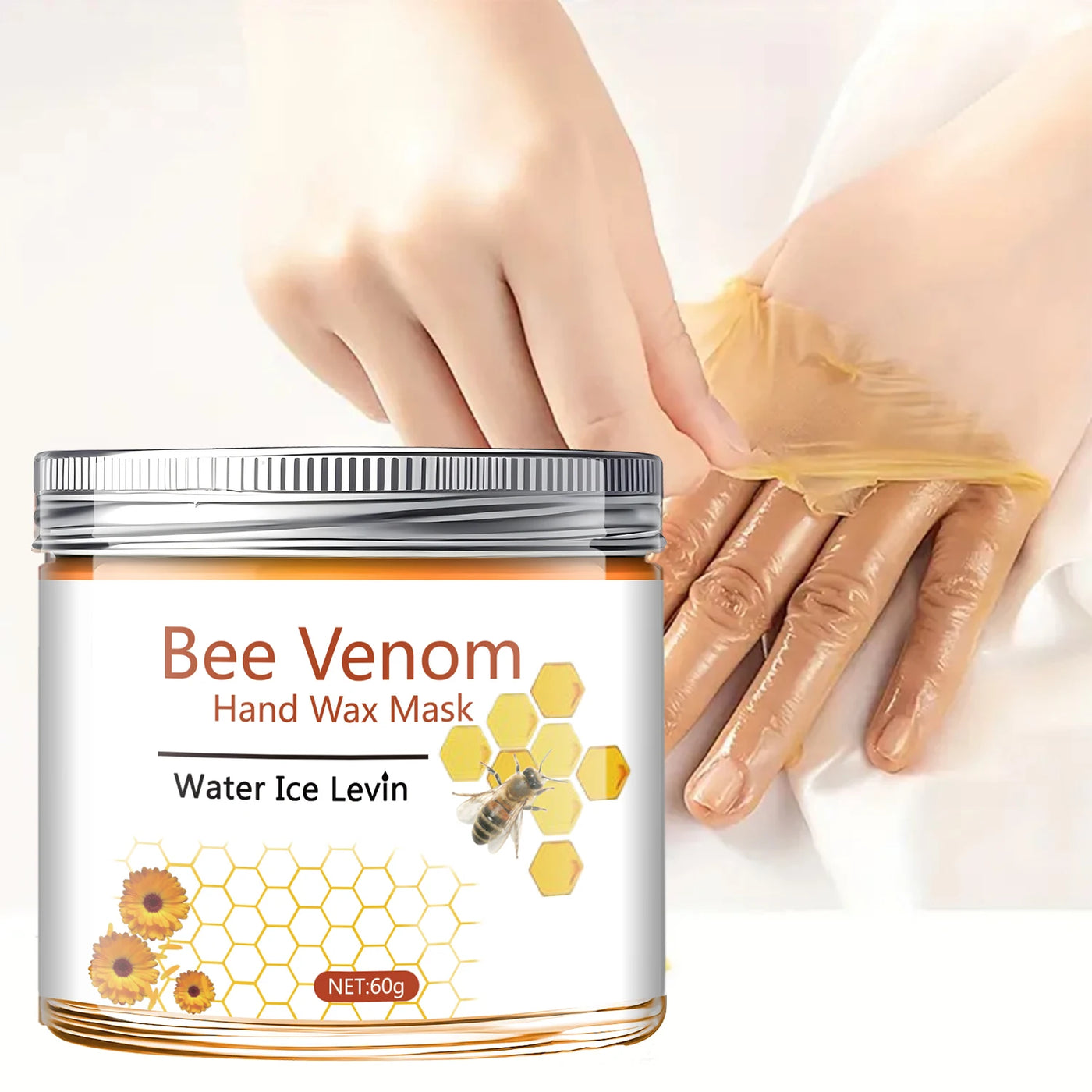 60g Bee Venom Chamomile Hand Mask, Natural Plant Ingredients, Physical Exfoliation, Heavy Hands and Feet, Delicate, Smooth, Moisturizing and Translucent, Suitable for Hands and Feet