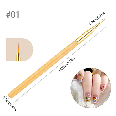 BORN PRETTY Nail Liner Brush DIY Drawing Painting Flower Line Stripes Pen Metal Handle UV Gel Nail Art Brushes Manicure Tool