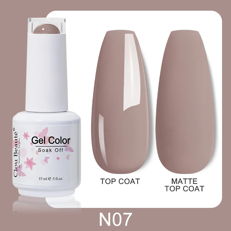 Clou Beaute Nail Gel Polish Kit 15ml Soak Off UVLED Nails Varnish Semi Permanent Nail Art Gels Lacquer Top Base Coat Gel Lacquer