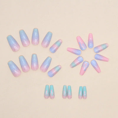 24-piece Long French Minimalist Gradient Fingernail with 1 Jelly and 1 Nail File