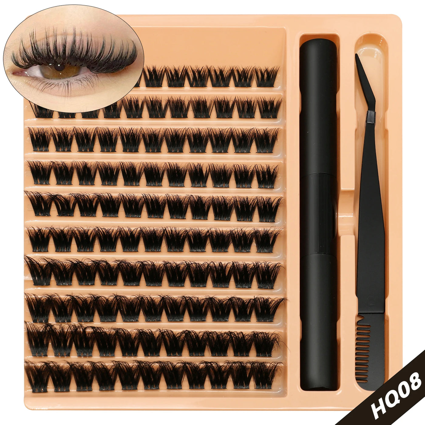 Lash Clusters Set DIY Eyelash Extension Kit Individual False Eyelashes Lash Clusters Bond and Seal and Lash Applicato Makeup