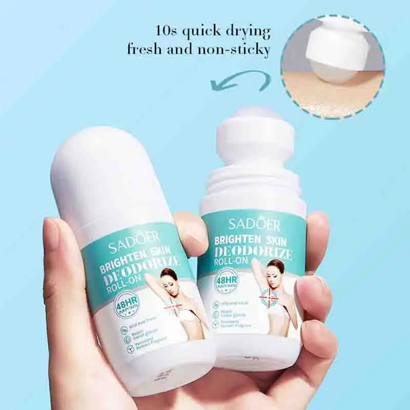SADOER Deodorizing Body Lotion Roll-On Bead Deodorize Armpits Refreshing Body Skin Brightening Underarm Anti Sweating Odor Cream