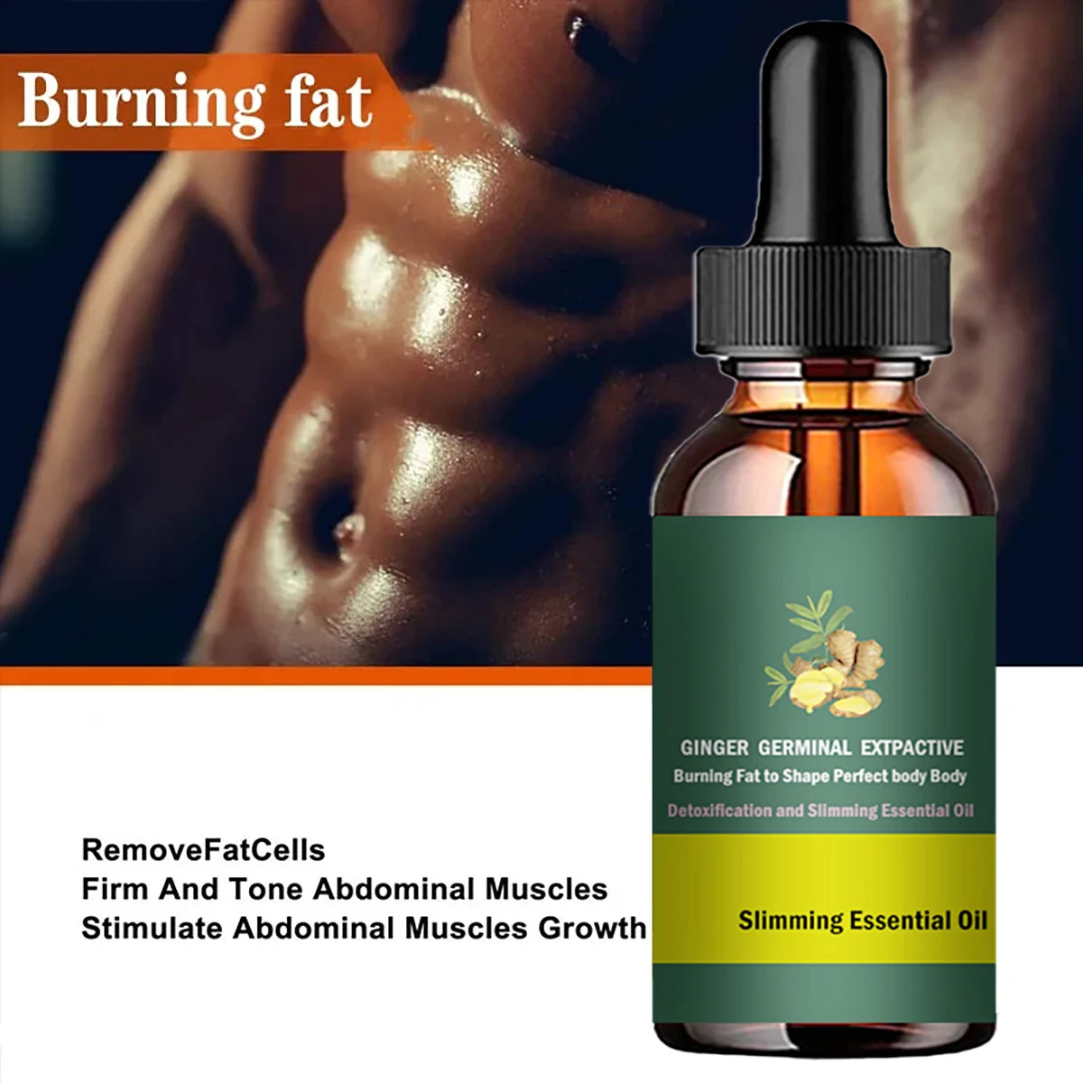 5ML/15ML/30ML/50ML Essential Oils Slimming Oil Ginger Essential Oil Weight Loss Fat Burning Oil Waist Leg Belly Massage