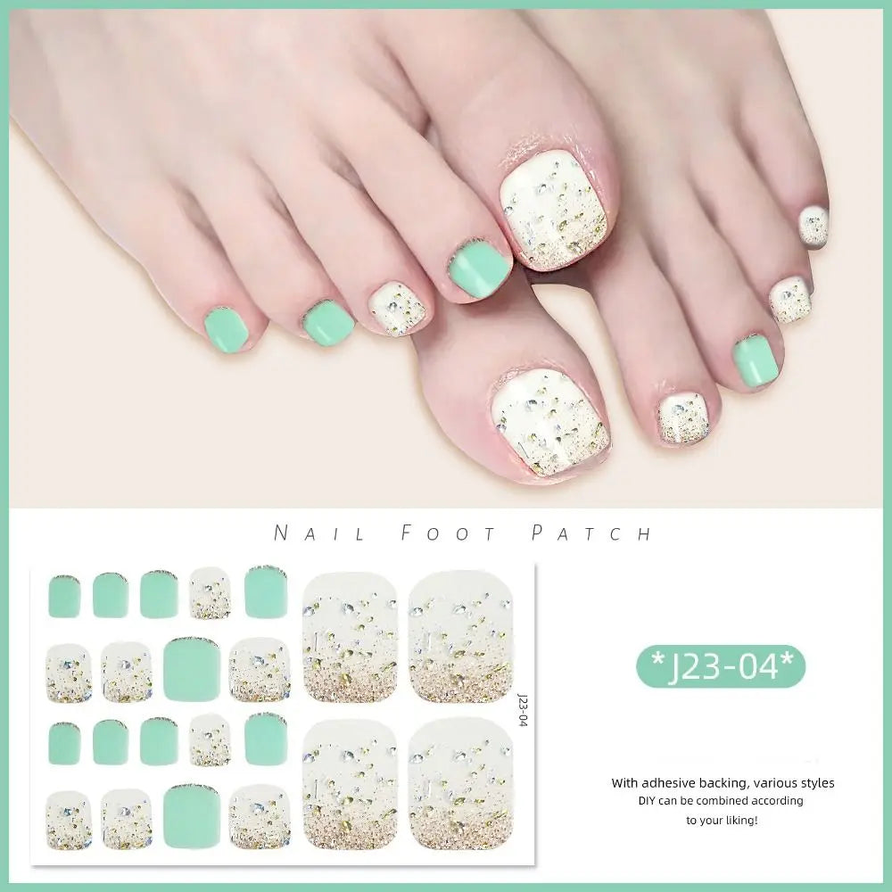 Removable Foot Nail Stickers White Flash Exquisite Toe Nail Sticker Fashion 22 Foot Nail Supplies And Manicure Tools Foot Toe