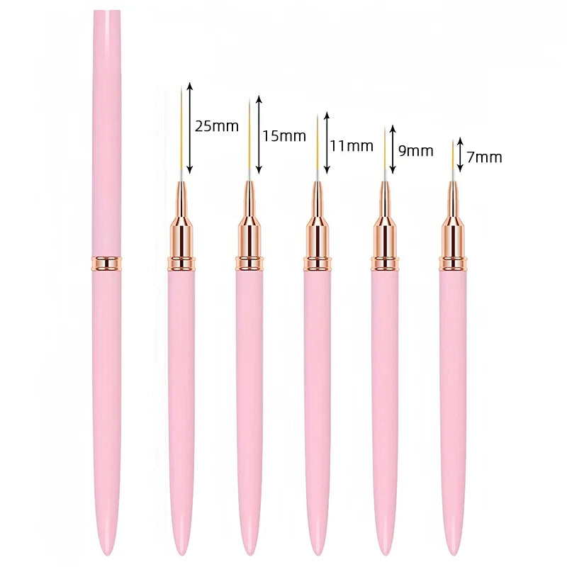 7/9/11/15/25mm Nail Liner Brush Set Drawing Lines Stripe Painting Flower Pen Nail Art Manicure DIY Manicure Design Accessories