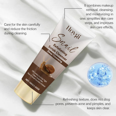 Snail Exfoliating Scrub Cleanser Contains Snail Mucin Gentle Cleansing Skin Brighten Effectively Remove Makeup Nourish Face Wash