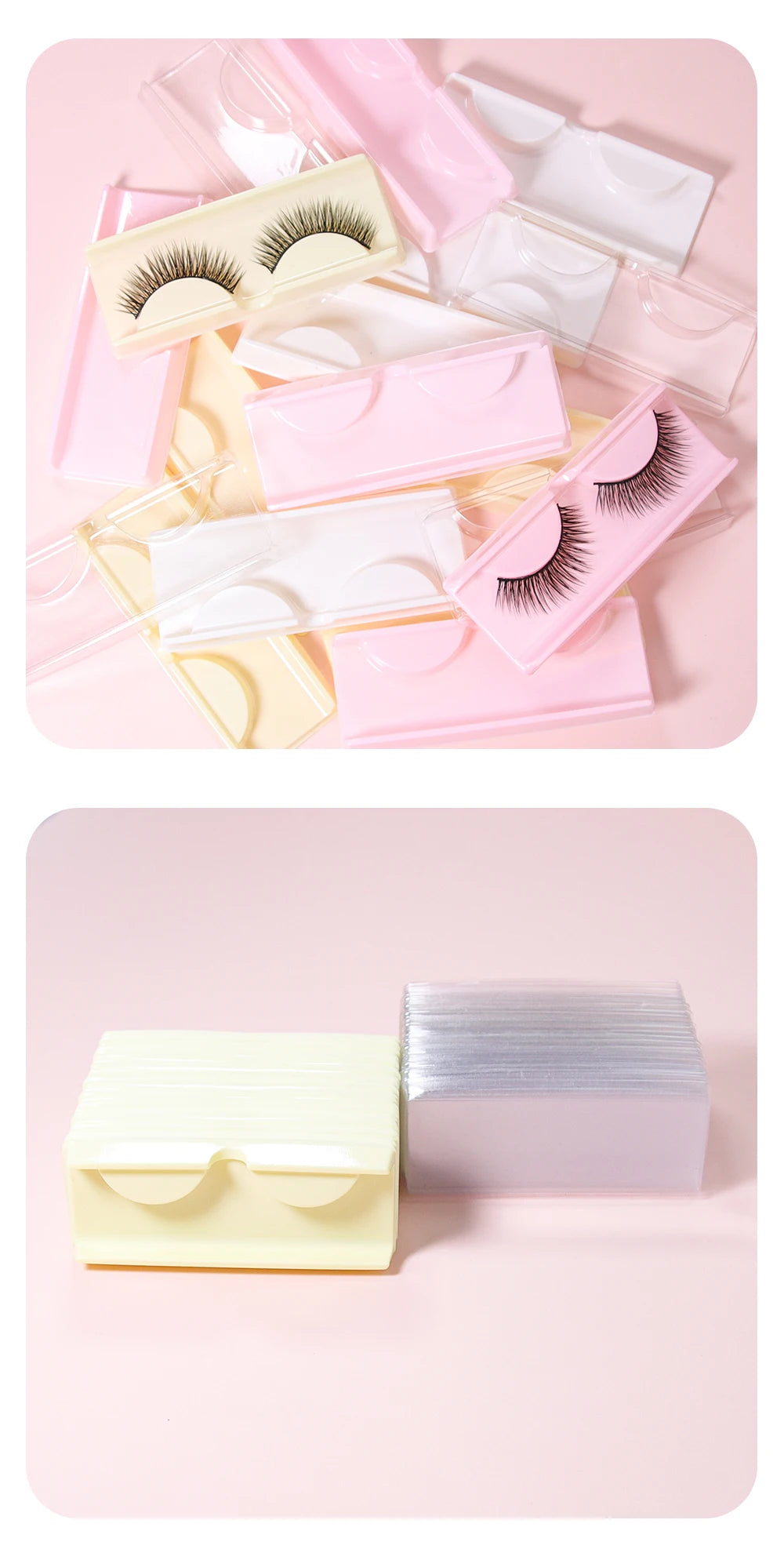 ANNAFRIS 50pcs Eyelashes Packaging Box False Lash Plastic Tray Holder Empty Storage Cover Mink Eyelash Display Box