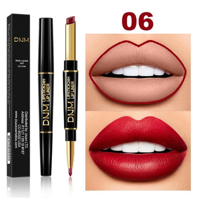 Double Ended Matte Lipstick Women Lip Liner 2 In 1 Makeup Matte Lipstick Durable Waterproof Nude Red Lipstick Lips Cosmetics