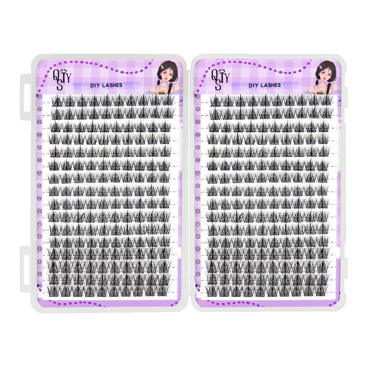 QSTY 32 Rows High Quality Beauty Eyelash Book Eyelash Extension 192-384 PCS Lash Cluster Individual False Eyelashes Clusters