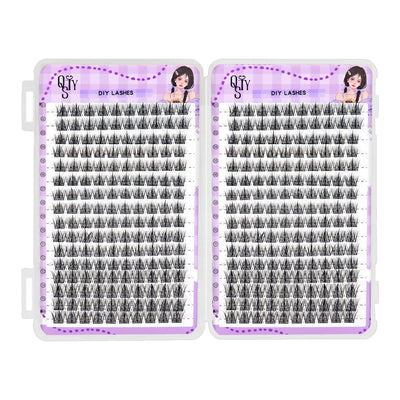 QSTY 32 Rows High Quality Beauty Eyelash Book Eyelash Extension 192-384 PCS Lash Cluster Individual False Eyelashes Clusters