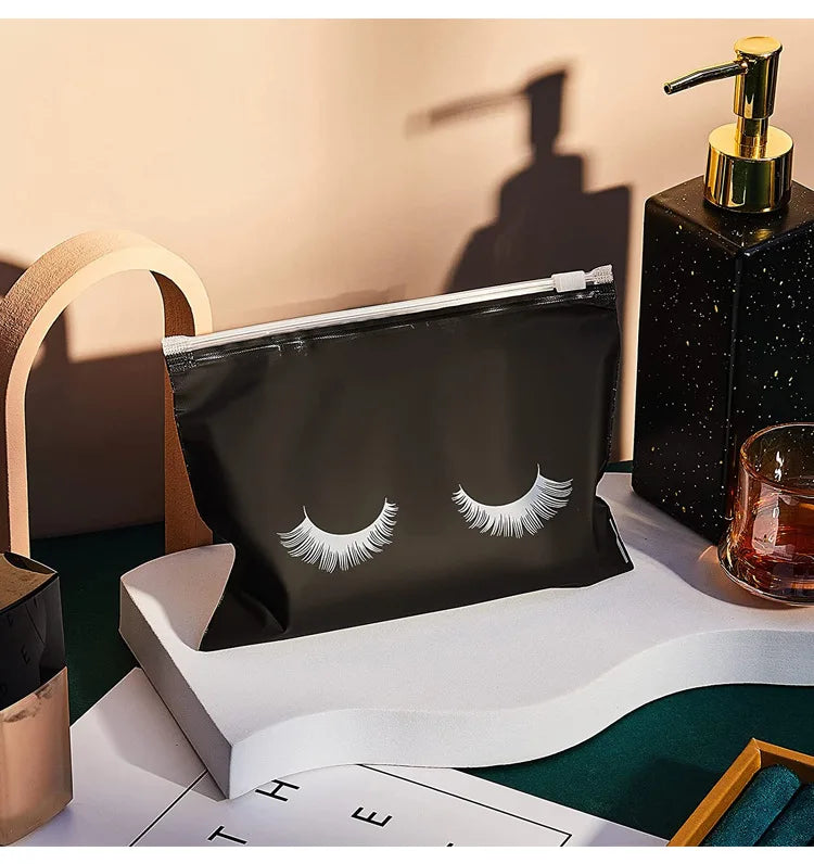 Eyelash Aftercare Bags Reusable Makeup Tools Travel Plastic Storage Lash Extension Pouch Cosmetic with Zipper Supplies