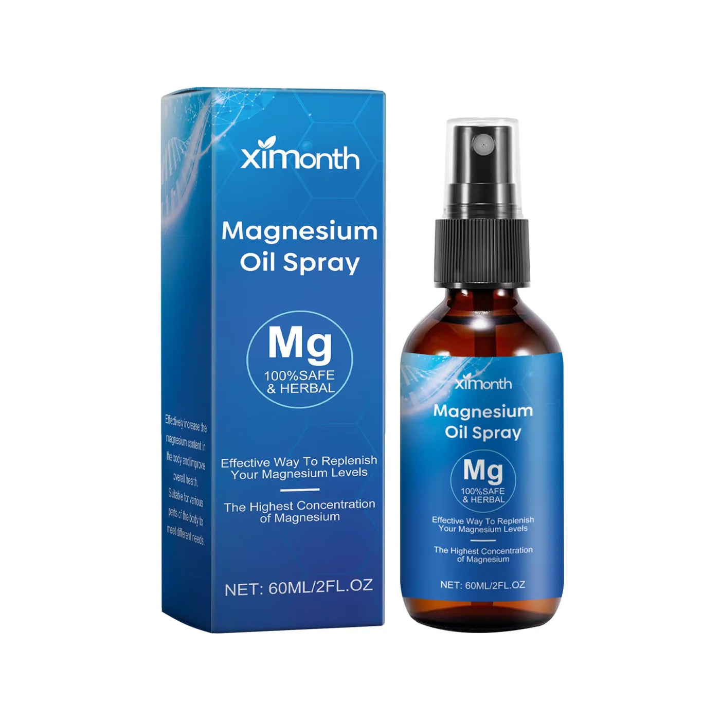 60ml Pure Magnesium Oil Spray Relieve Muscle Soreness Pain Mind Soothing Better Sleep Quality Deep Relaxation Body Health Care