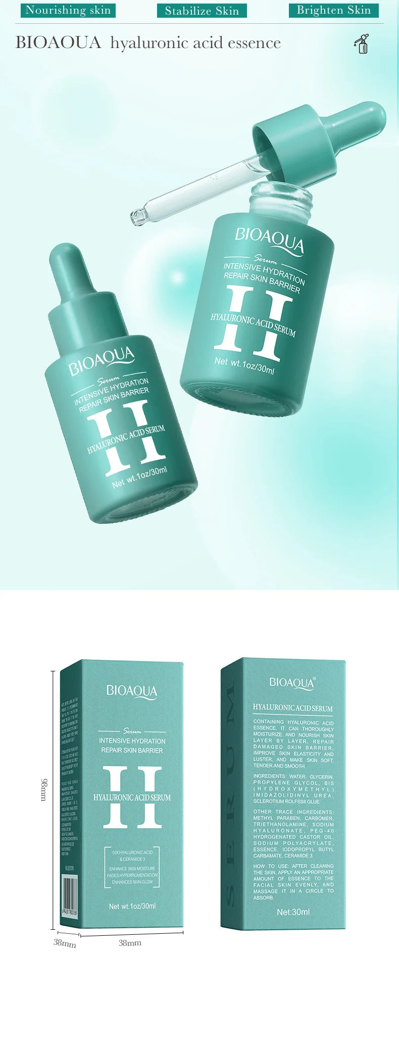 BIOAQUA Vitamin C Retinol Hyaluronic Acid Serum Moisturizing Brightening Hydrating Firming Facial Essence Beauty Face Skin Care