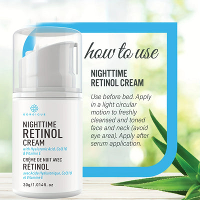 Retinol Nighttime Cream To Help Achieve Younger Looking Skin with Advanced Peptides Panthenol Hyaluronic Acid and Coq10